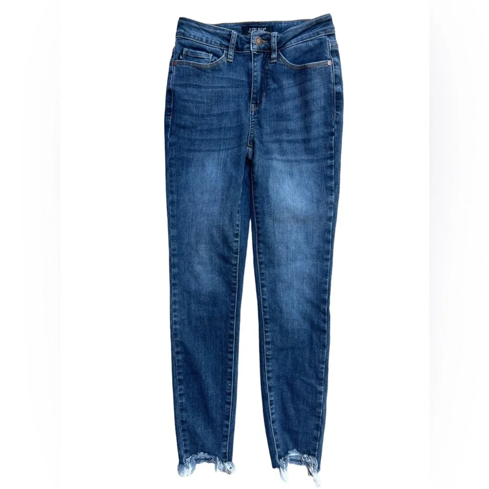 Judy Blue Eva Mid-Rise Fray Hem Skinny Size 0/24 - Picture 1 of 12
